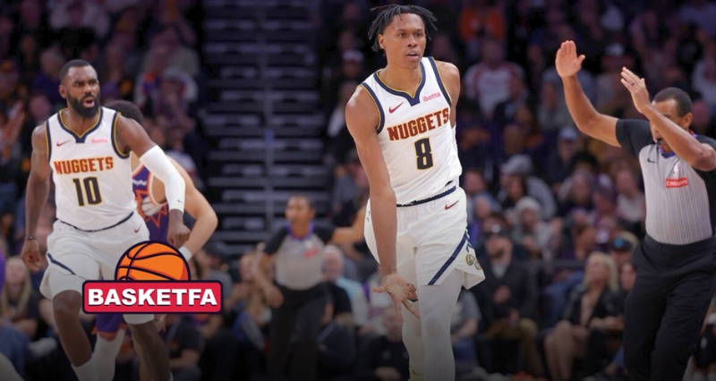 بازیکنان دنور ناگتس در جریان مسابقه NBA