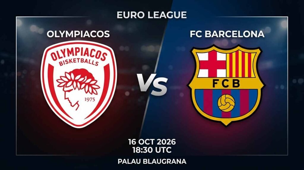 پیشبینی و تحلیل بارسلونا – المپیاکوس | یورولیگ پوستر بازی بارسلونا مقابل المپیاکوس در یورولیگ